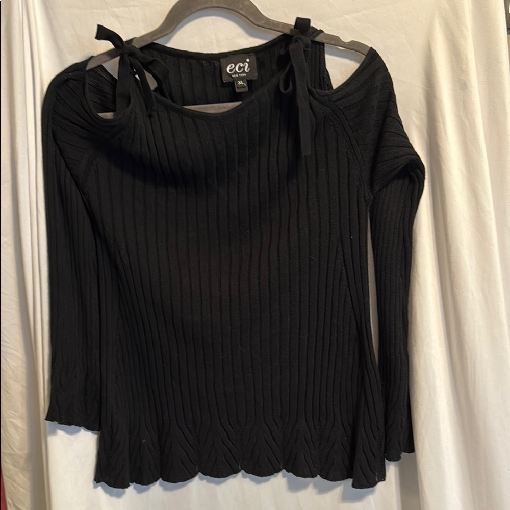 🖤 ECI New York Ribbed Lightweight Sweater – Black - NWOT - XL